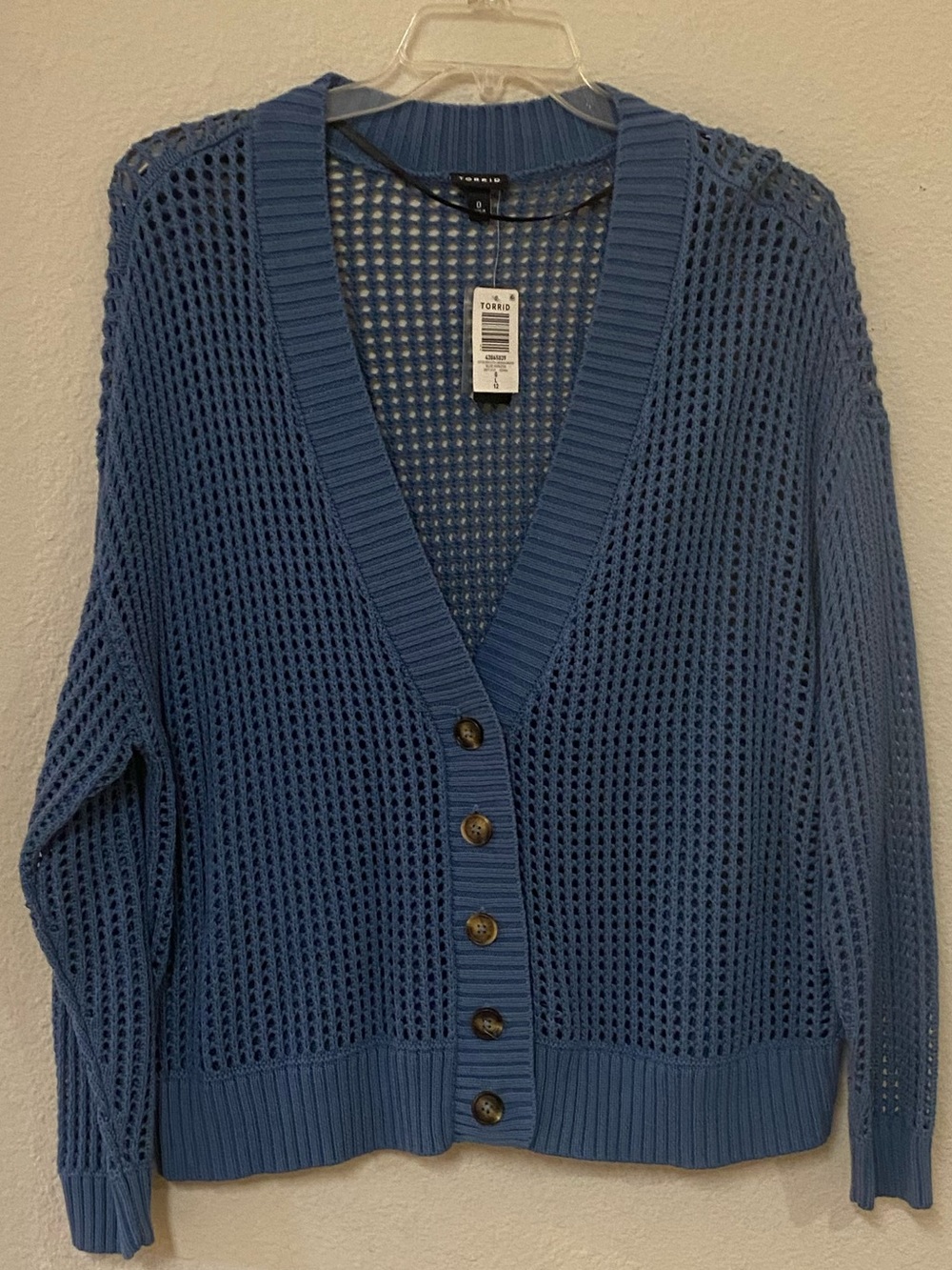 Torrid Lovesick Blue Open-Knit V-Neck Button Cardigan - Quick List For Show
